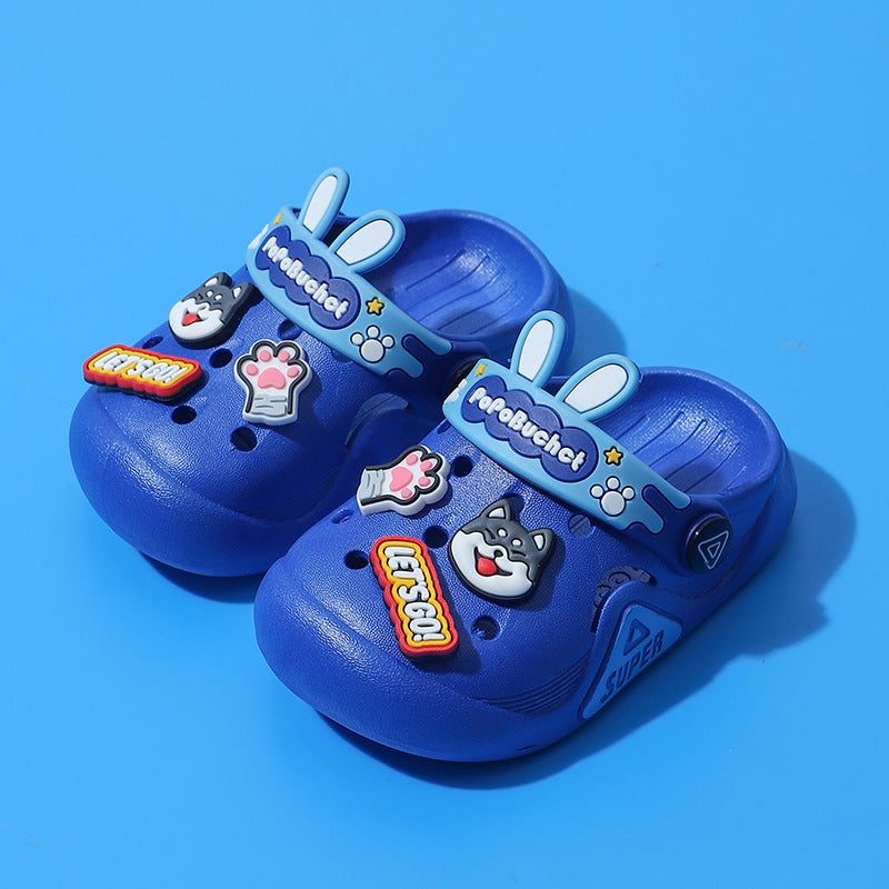 Kids Summer Cartoon Clogs Soft Non-slip Slip-on Blue