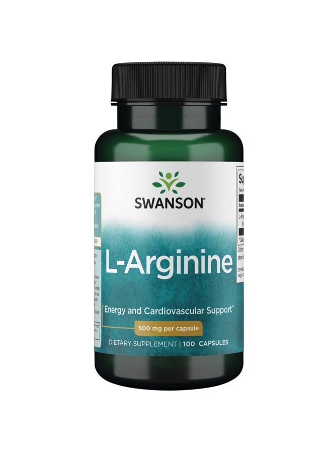 SWANSON L-Arginine 500Mg 100 Capsules - Image 1
