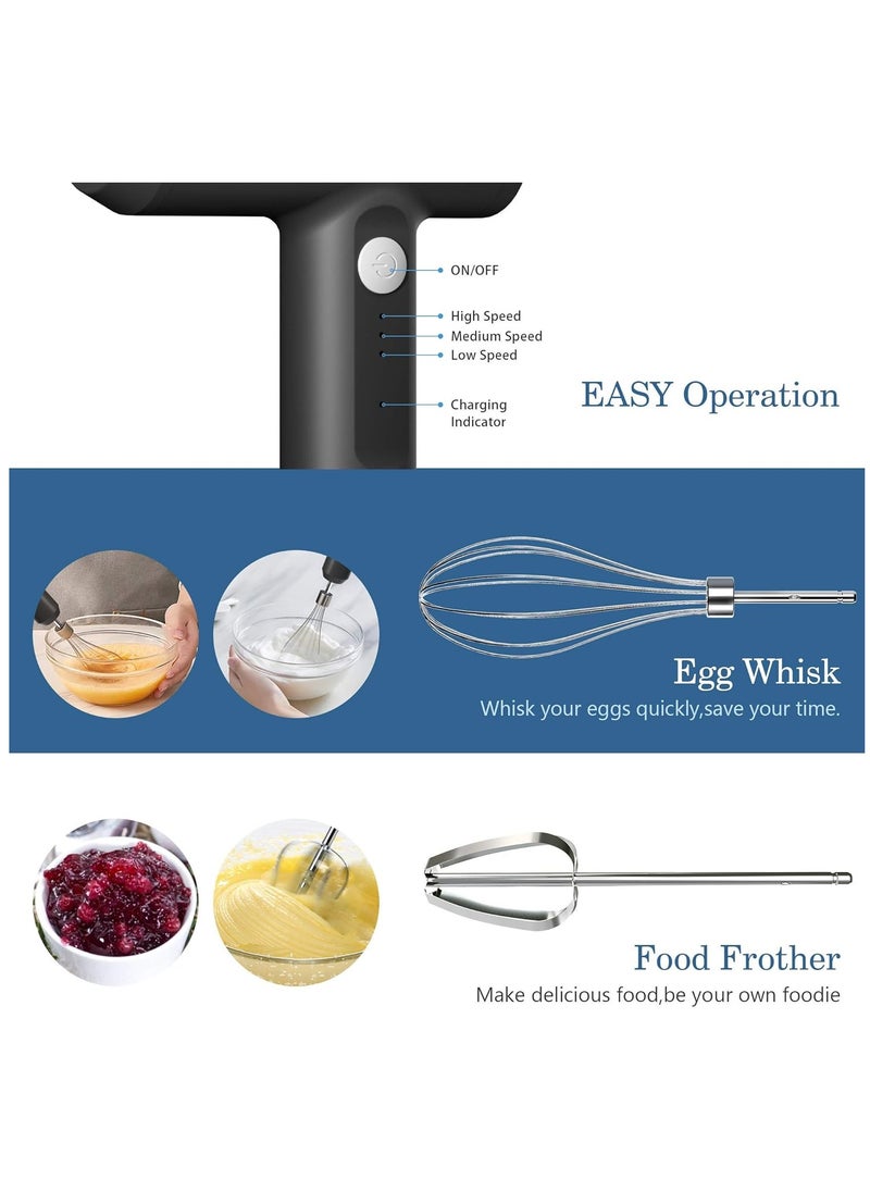 Generic Hand Mixer, Cordless Electric Whisk with 3-Speed Self-Control, 304 Stainless Steel Beaters for Butter Tarts, Cakes, Cookies  - Image 4