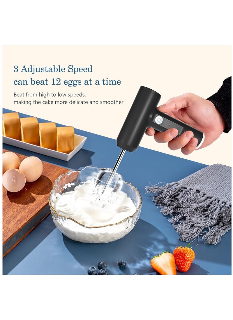 Generic Hand Mixer, Cordless Electric Whisk with 3-Speed Self-Control, 304 Stainless Steel Beaters for Butter Tarts, Cakes, Cookies  - Image 3