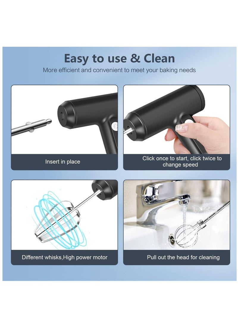Generic Hand Mixer, Cordless Electric Whisk with 3-Speed Self-Control, 304 Stainless Steel Beaters for Butter Tarts, Cakes, Cookies  - Image 5