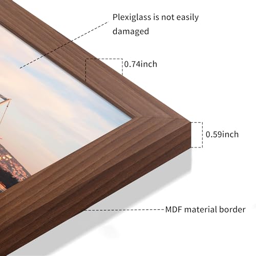 YESKAY 12x18 Picture Frame 3 Pack - Brown Poster Frame Display Pictures 11x17 with Mat or 12 x 18 Without Mat for Wall Hanging Horizontal and Vertical - Image 5