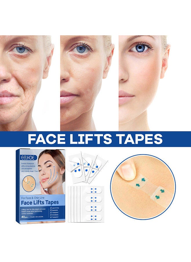 EELHOE 40PCS V Face Invisible Tape Face Lifting Firming Adhevise Tape Skin-friendly Soft Elastic Waterproof Lasting Lifting Patch