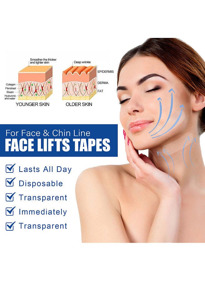 EELHOE 40PCS V Face Invisible Tape Face Lifting Firming Adhevise Tape Skin-friendly Soft Elastic Waterproof Lasting Lifting Patch