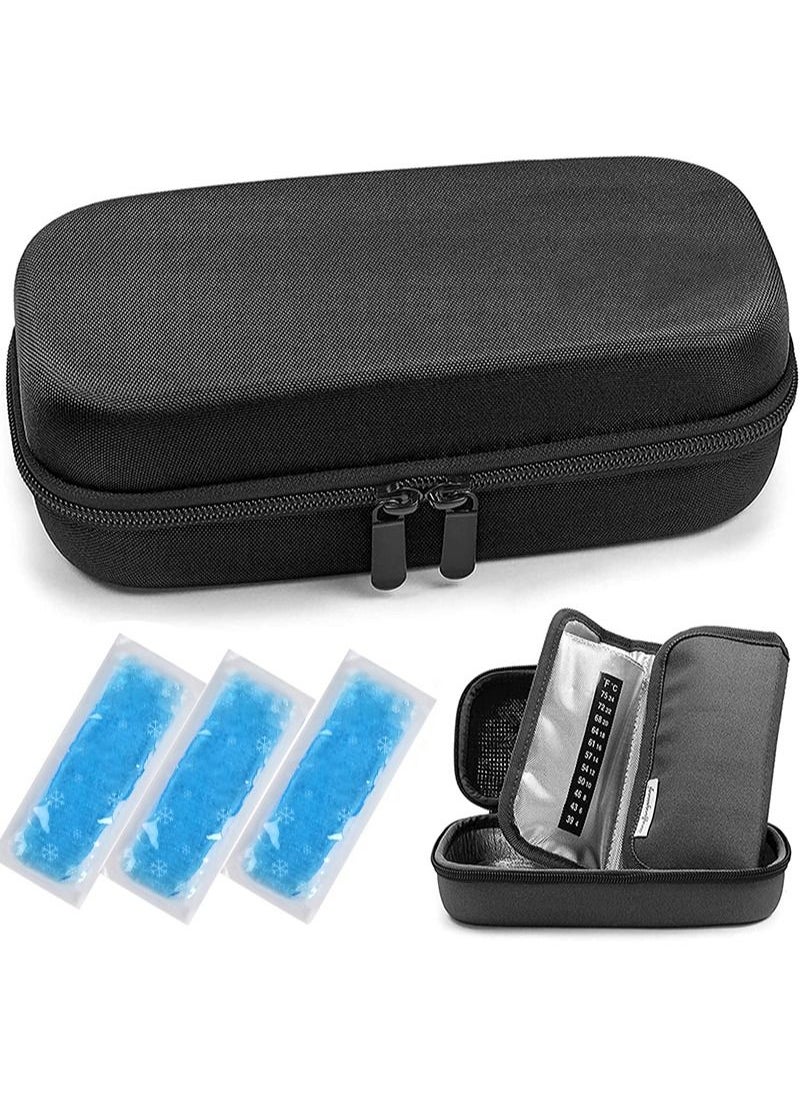 HaLunhi Insulin Cooler Travel Case with 3 Ice Packs for Travel- EVA Medication Diabetic Travel Case for Insulin Pen, Glucose Meter and Diabetic Supplies  - Image 1