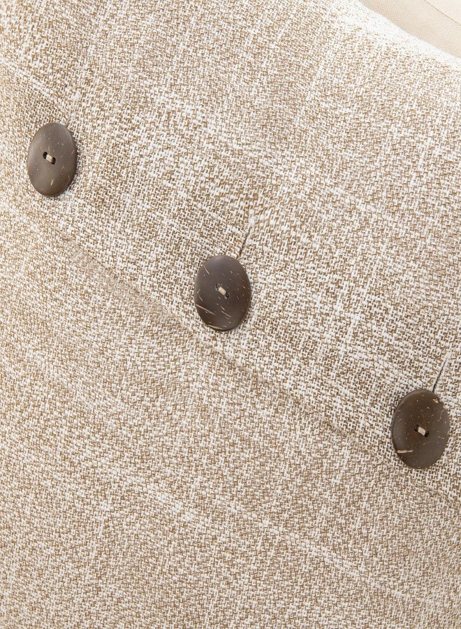 Phantoscope Farmhouse Throw Pillow Covers Triple Button Vintage Linen Decorative Pillow Cases for Couch Bed and Chair Beige, 18 x 18 inches 45 x 45 cm, Pack of 2 - Image 2