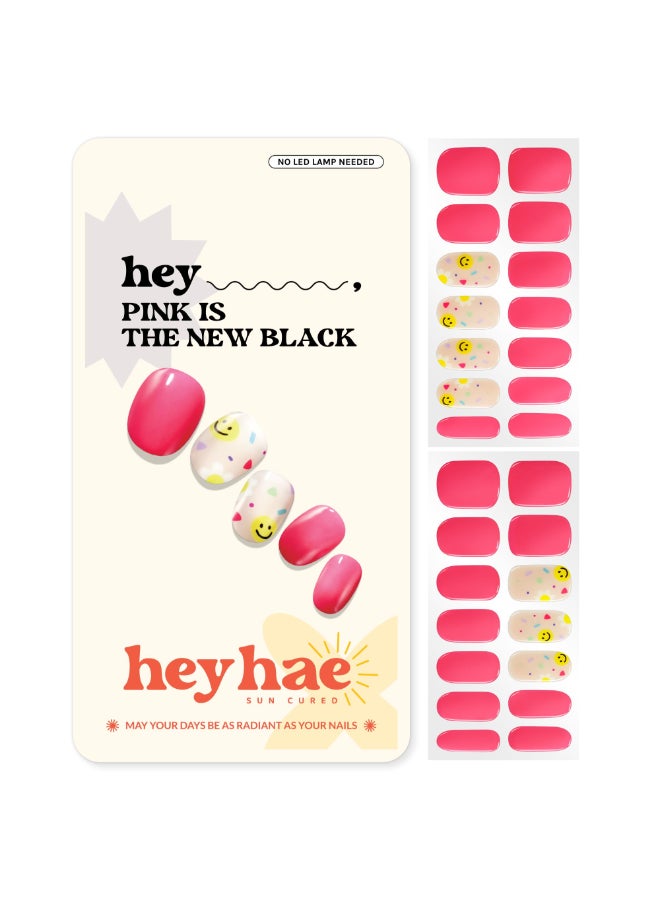 Heyhae Semi Cured Gel Nail Strips No LED Lamp Needed Spring Marble Pink Easy Apply RemoveSalon Quality Includes 28 Strips 1 Prep Pads Nail File Wooden stick Hey Pink is the New Black - Image 2
