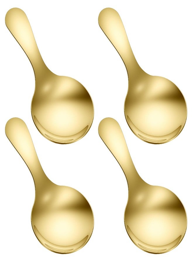 Azefnuhk 4PCS Mini Food Scoops for Candy, Short Handle Small Sugar Spoons, Stainless Steel Gold Spoons for Coffee & Spice, Compact Condiment Dessert Scooper, Ideal for Buffet, Sugar Bowls, Daily Kitchen Use - Image 1