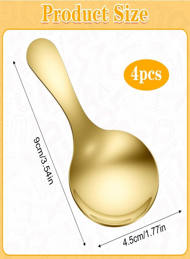 Azefnuhk 4PCS Mini Food Scoops for Candy, Short Handle Small Sugar Spoons, Stainless Steel Gold Spoons for Coffee & Spice, Compact Condiment Dessert Scooper, Ideal for Buffet, Sugar Bowls, Daily Kitchen Use - Image 2
