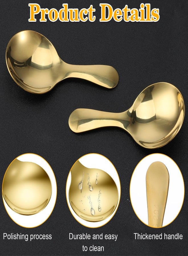 Azefnuhk 4PCS Mini Food Scoops for Candy, Short Handle Small Sugar Spoons, Stainless Steel Gold Spoons for Coffee & Spice, Compact Condiment Dessert Scooper, Ideal for Buffet, Sugar Bowls, Daily Kitchen Use - Image 3