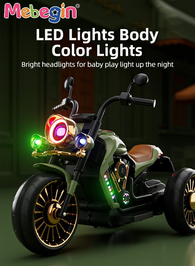MEBEGIN Electric Motorcycle for Kids, 3-Wheel Motorbike with High-capacity Battery and Ergonomic Seat, Safe Ride-on Toy with Light and Music, Hard to Roll Over, Fun Outdoor Toy, Ideal Gift for Kids - Image 2