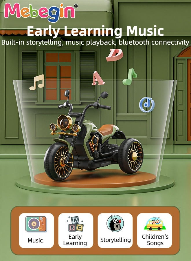 MEBEGIN Electric Motorcycle for Kids, 3-Wheel Motorbike with High-capacity Battery and Ergonomic Seat, Safe Ride-on Toy with Light and Music, Hard to Roll Over, Fun Outdoor Toy, Ideal Gift for Kids - Image 5