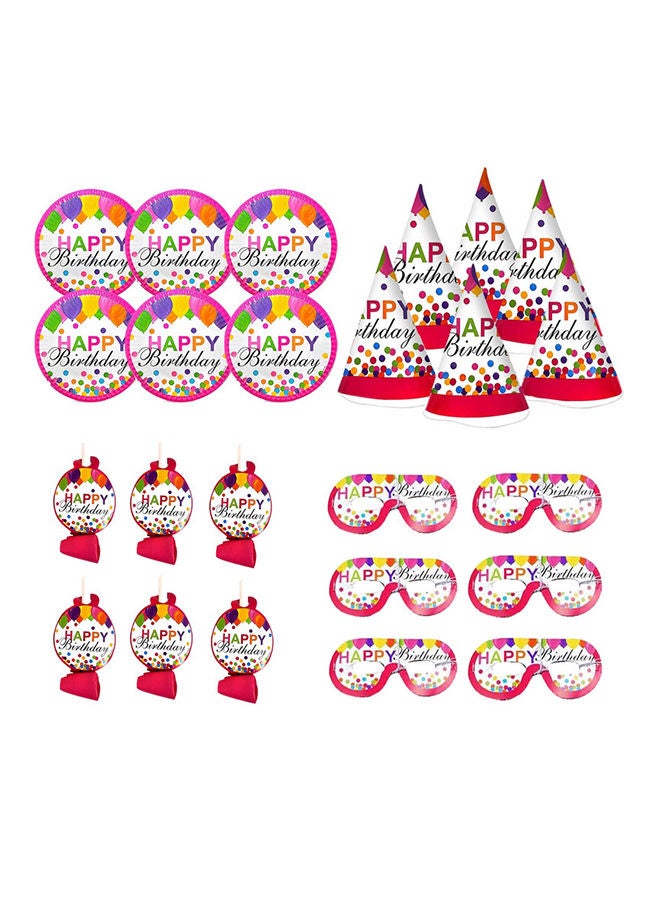 مارك طقم حفلات عيد ميلاد سعيد مكون من 24 قطعة ، بما في ذلك أطباق ورقية و 6 قبعات مخروطية ومنفاخ للحفلات وأقنعة للبالغين ومستلزمات حفلات أعياد الميلاد وديكورات الأطفال - Image 1