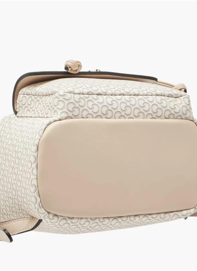 سيليست Women All-Over Monogram Print Backpack with Adjustable Strap and Buckle Closure