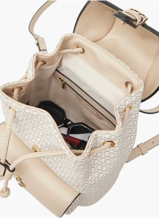 سيليست Women All-Over Monogram Print Backpack with Adjustable Strap and Buckle Closure