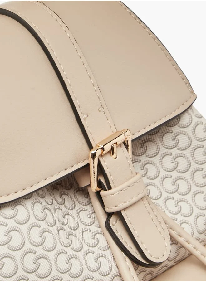 سيليست Women All-Over Monogram Print Backpack with Adjustable Strap and Buckle Closure