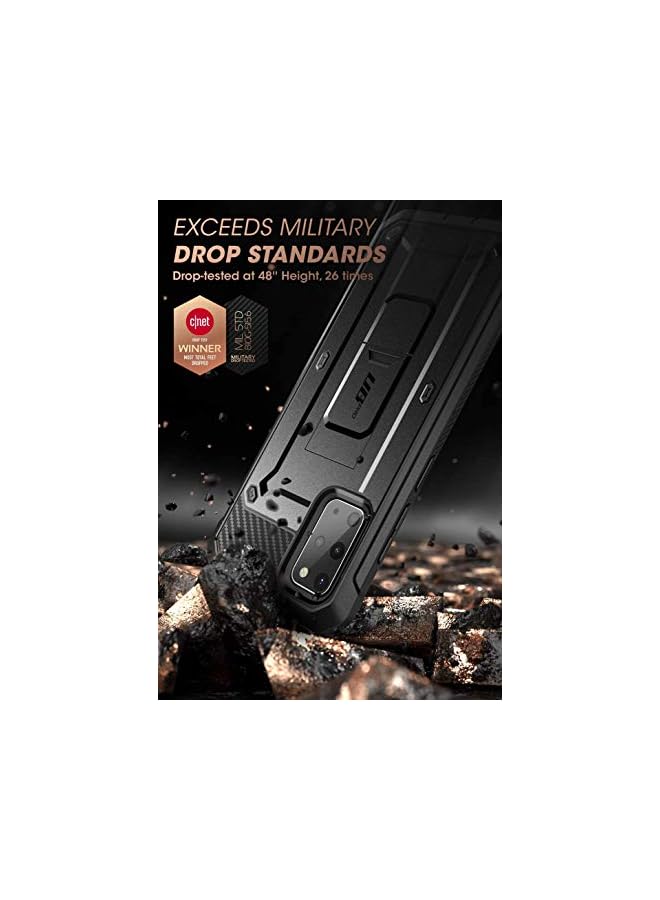 سوبكيس سلسلة UB Pro مصممة لجراب Samsung Galaxy S20 Plus / حافظة S20 Plus 5G (إصدار 2020)، حافظة متينة بطبقة مزدوجة لكامل الجسم وحافظة بمسند بدون واقي شاشة مدمج (أسود) - Image 2