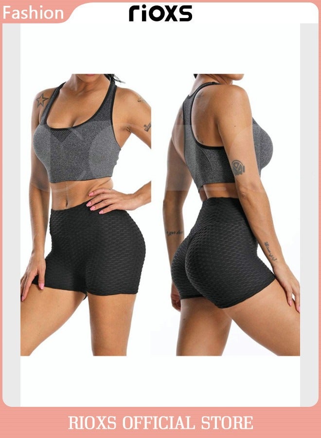 RIOXS Women's Shorts,High Waisted Tummy Control Shorts,Soft Comfy Short Leggings For Women,Ladies Stretch Training Short Pants For Yoga Athletic Workout Training,Biker Under Shorts - Image 1