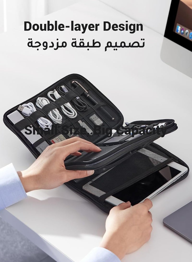 General Electronic Organizer, Double Layer Travel Gadget Bag compatible for USB Cable, SD Card, Hard Drive, Power Bank, Digital Camera, iPad Mini/Nintendo Swith Console  - Image 3
