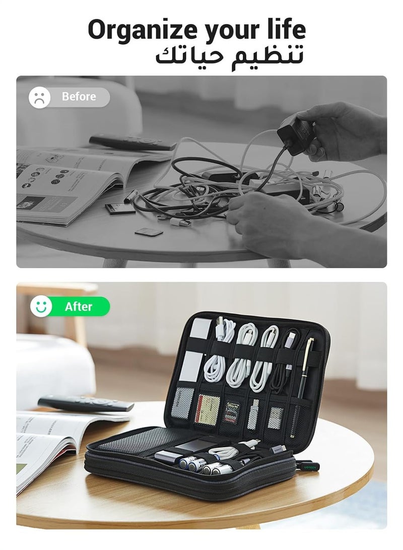 General Electronic Organizer, Double Layer Travel Gadget Bag compatible for USB Cable, SD Card, Hard Drive, Power Bank, Digital Camera, iPad Mini/Nintendo Swith Console  - Image 4