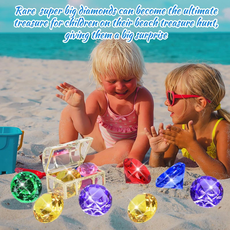 MARFOREVER Extra Large Diving Gem Pool Toys, 60MM Extra Big Diamond Colorful Pirate Treasure Diving Gems Huge Acrylic Diamond Pool Gems Set for Summer Swimming Party Favors Boys Girls Training Gifts - Image 3