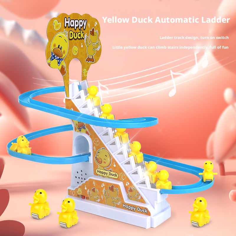 Yellow Duck Climbing Stairs Electric Track Toy for Kids - Image 1