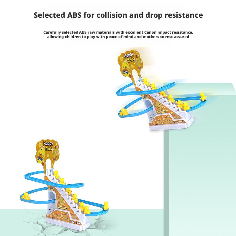 Yellow Duck Climbing Stairs Electric Track Toy for Kids - Image 4