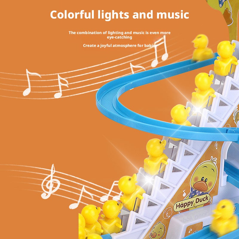 Yellow Duck Climbing Stairs Electric Track Toy for Kids - Image 2