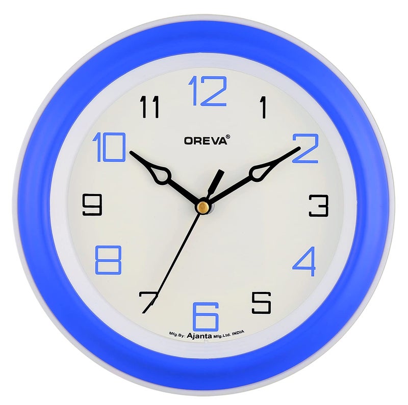 OREVA Plastic Round Shape Simple Small Wall Clock (20.5 x 4 x 20.5 cm, B Blue, AQ-1217) - Image 3