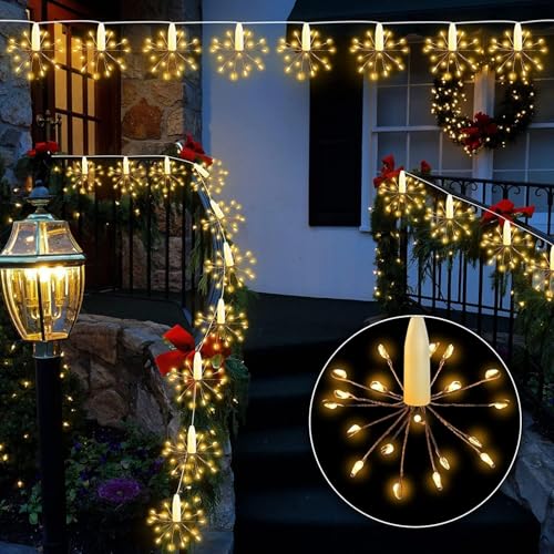 Desidiya® 12 Starbursts Sparkle 10ft LED String Lights for Diwali USB Operated Indoor-Outdoor Décor Light for Christmas, New Year, Weddings, Parties, Home, Patio, Lawn Decoration - Warm White - Image 1
