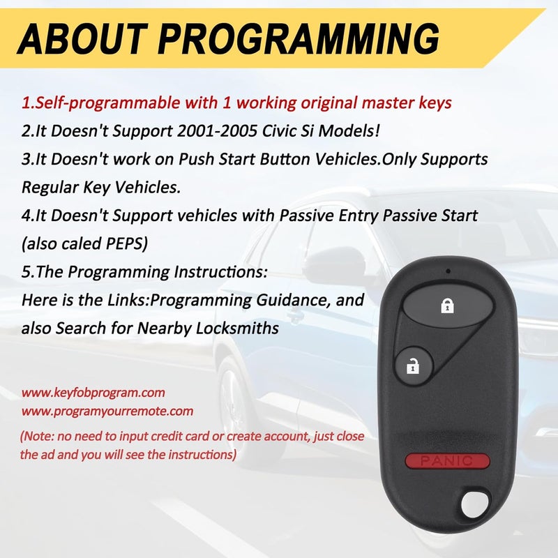 Vurkcy Keyless Entry Remote Car Key Fob for Honda Pilot and Civic - Image 3