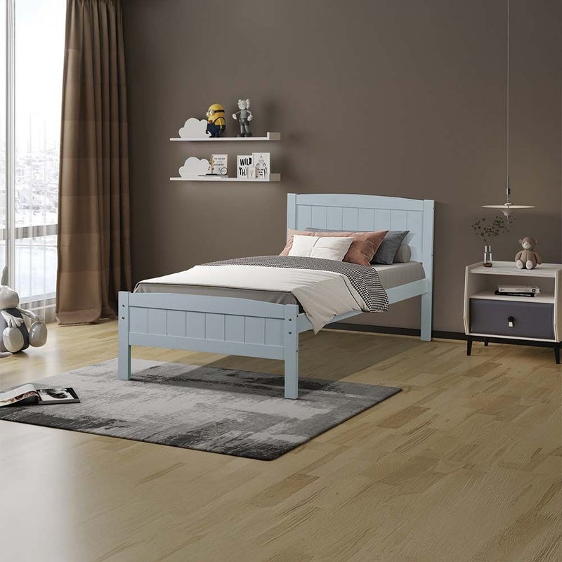 DANUBE HOME Derby Haven V2 90x200 Solid Wood Single Bed | Modern Design Wooden Young Bed Frame Furniture | Comfortable Bed (Mattress Not Included) - Grey - Image 1