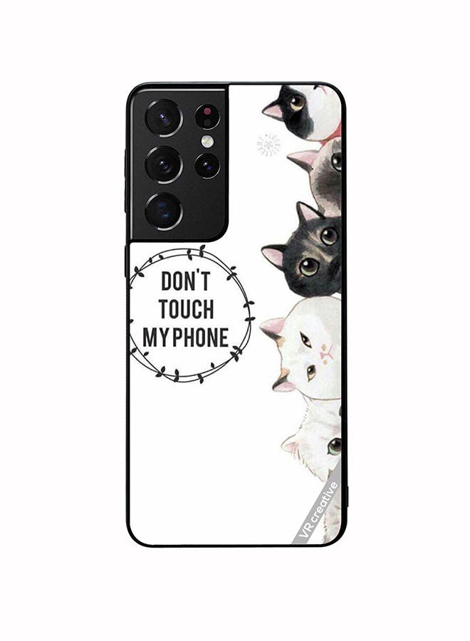 VR CREATIVE Protective Case Cover For Samsung Galaxy S21 Ultra 5G Cats Dont Touch My Phone Design Multicolour - Image 1