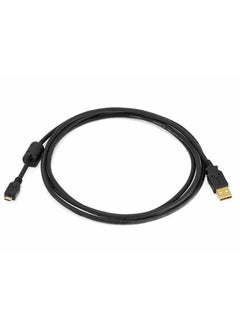 Monoprice 6-Feet USB 2.0 A Male to Micro 5pin Male 28/24AWG Cable with Ferrite Core (Gold Plated) (105458),Black  - Image 1
