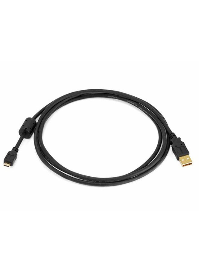 Monoprice 6-Feet USB 2.0 A Male to Micro 5pin Male 28/24AWG Cable with Ferrite Core (Gold Plated) (105458),Black  - Image 1