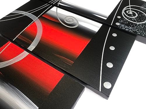 supercooldecor 100% Hand-painted Wood Framed Red Back Clouds Home Decoration Modern Abstract Oil Painting on Canvas 4pcs/set Mixorde - Image 4