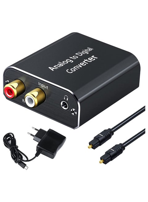 AMANKA Analogue to Digital Audio Converter with Optical Cable - Analogue to Digital Converter RCA RCA + 3.5 mm Audio Jack to Toslink / SPDIF Coaxial Audio Adapter for TV DVD Blu-Ray PS3 Xbox - Alumini