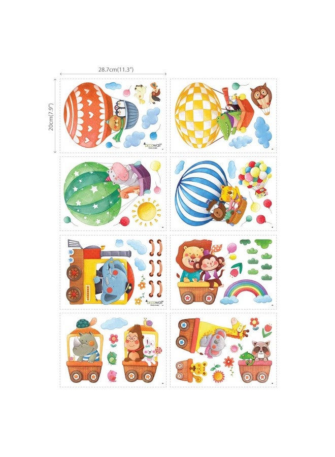 Decowall Ds8006P8024 Animal Train And Hot Air Balloons Kids Wall Stickers Wall Decals Peel And Stick Removable Wall Stickers For Kids Nursery Bedroom Living Room (Small) Décor - Image 4