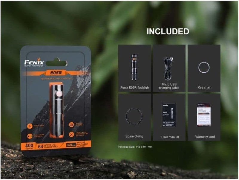 Fenix E05R Rechargeable Keychain Torch, Brown - Image 3
