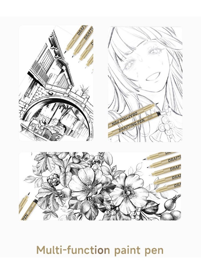 Bukela 12 Black Drawing Pens, Liquid Fineliner Pens, Art Pens Set, Waterproof Pens, Quick Drying Micro Fine Point Drawing Pens for Artist,Manga Pens,for Sketching,Technical Drawing - Image 2