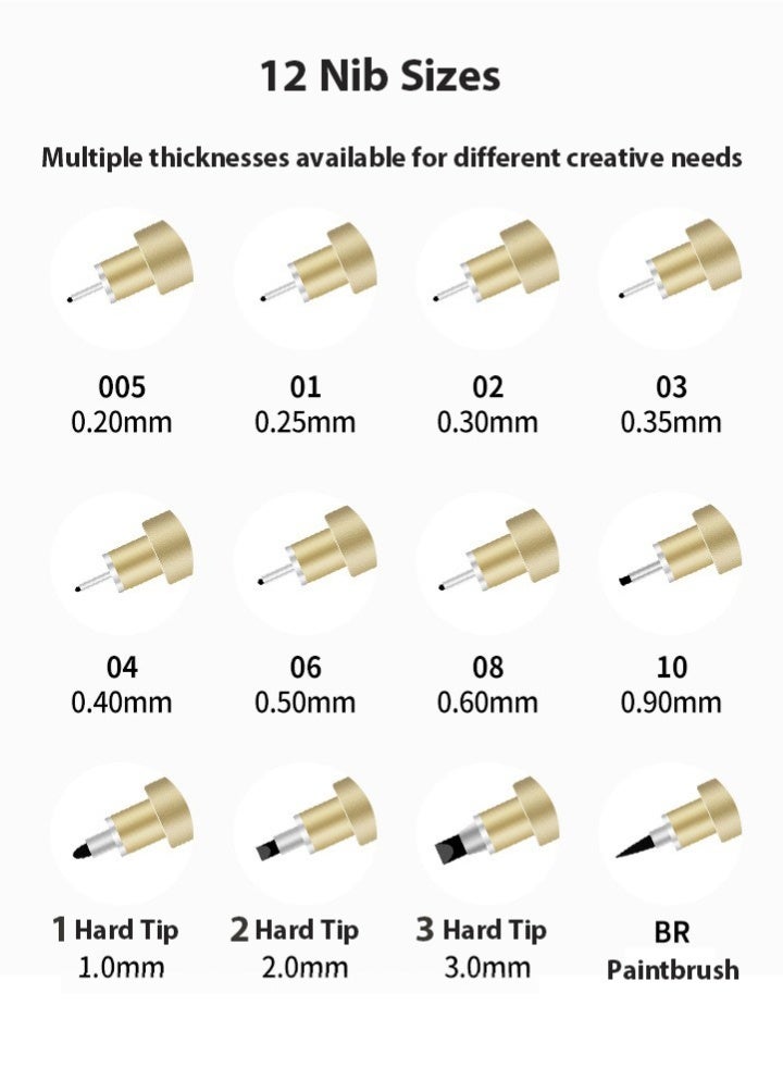 Bukela 12 Black Drawing Pens, Liquid Fineliner Pens, Art Pens Set, Waterproof Pens, Quick Drying Micro Fine Point Drawing Pens for Artist,Manga Pens,for Sketching,Technical Drawing - Image 5