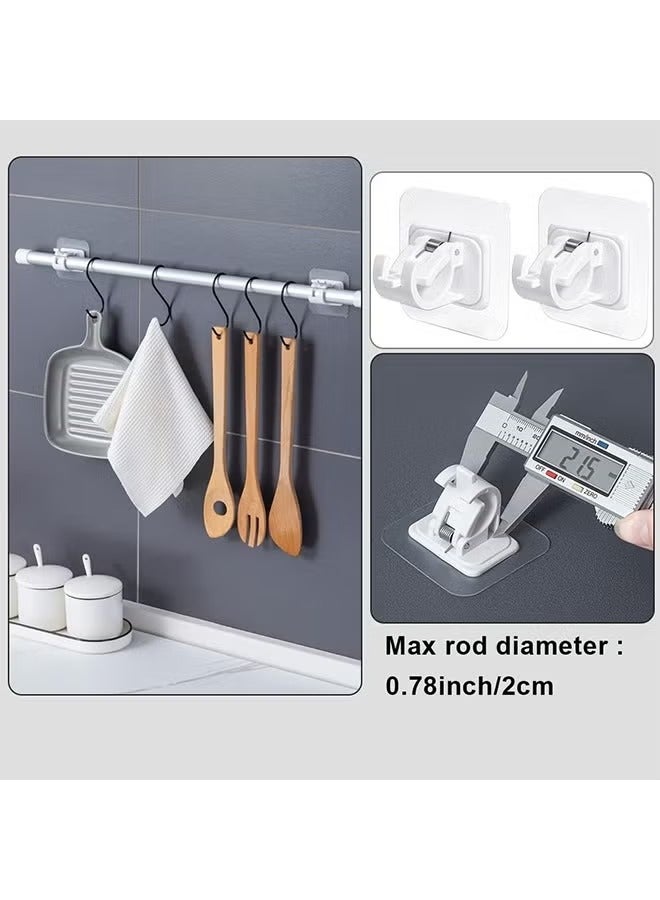 8-Piece Self Adhesive Curtain Rod Bracket, No Drill Drapery Hooks Holder, Plastic Easy Sticky Curtain Rod Hooks for Kitchen, Bathroom, Hotel (White)  - Image 2