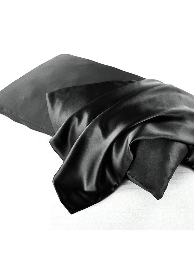 طبيعي التوت والحرير حقيبة وسادة زخرفية فاخرة 6A سرير زخرفي غطاء وسادة مغلف صلب نمط الوسادة النقية الفاخرة (الأسود) - Image 1