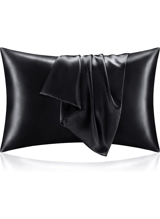 طبيعي التوت والحرير حقيبة وسادة زخرفية فاخرة 6A سرير زخرفي غطاء وسادة مغلف صلب نمط الوسادة النقية الفاخرة (الأسود) - Image 3