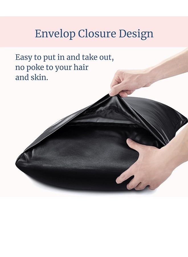 طبيعي التوت والحرير حقيبة وسادة زخرفية فاخرة 6A سرير زخرفي غطاء وسادة مغلف صلب نمط الوسادة النقية الفاخرة (الأسود) - Image 4