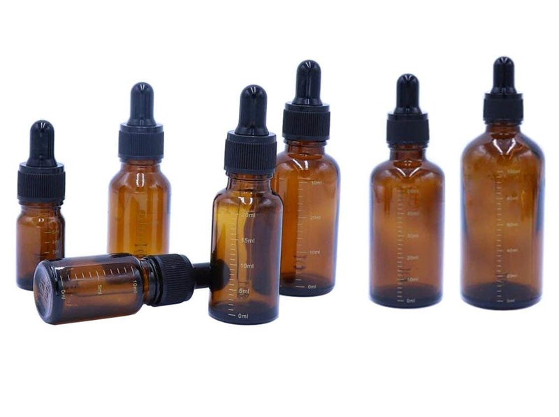 Natuworld 3PCS 50ml/1.7oz Amber Glass Graduated Measurement Dropper Bottle Vials Empty Refillable Storage Container Jar with Black Rubber Cap and Glass Eye Dropper for Essential Oil Aromatherapy - Image 4