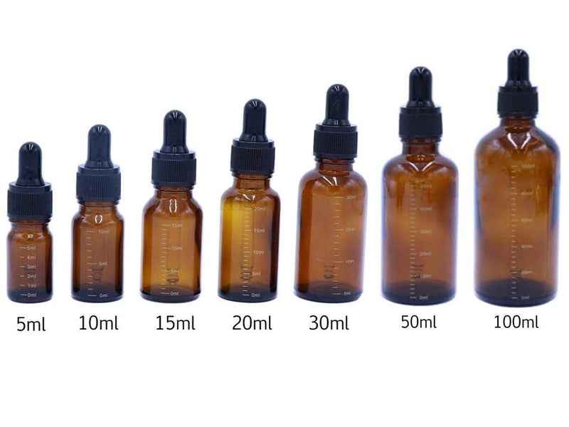 Natuworld 3PCS 50ml/1.7oz Amber Glass Graduated Measurement Dropper Bottle Vials Empty Refillable Storage Container Jar with Black Rubber Cap and Glass Eye Dropper for Essential Oil Aromatherapy - Image 2