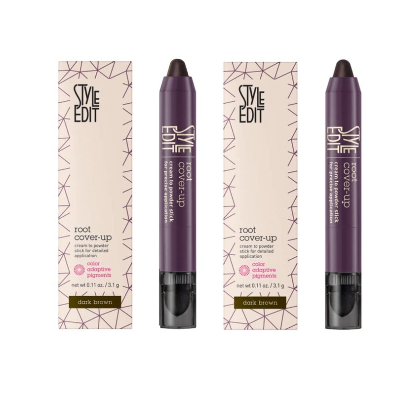 Style Edit Root Touch Up Stick for Gray Hair Coverage and Dark Brown, Temporary Hair Color, Premium Shading Sponge Pen, Hair Makeup Cover Up, 0.11 oz 2 Pack