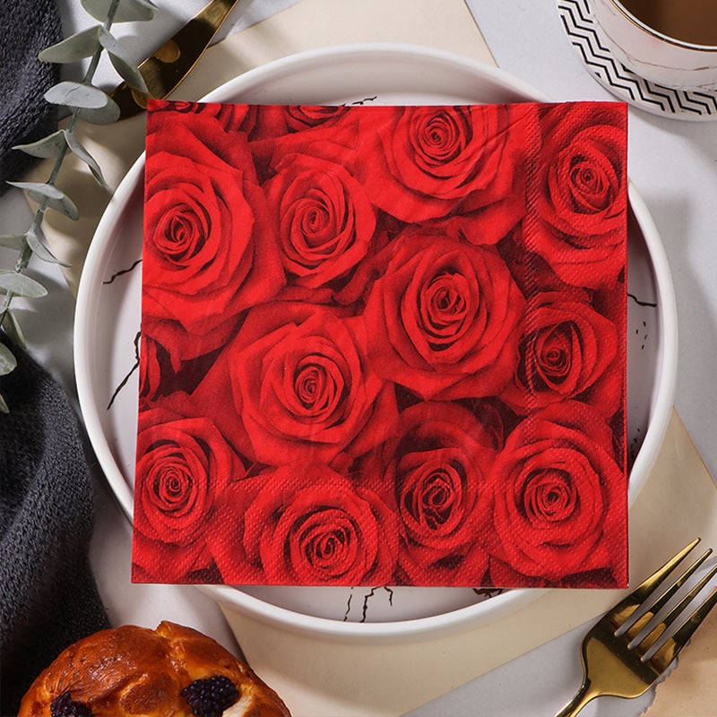 Supply Spot New Leaves Color Printing Napkin Paper Towel Western Restaurant Bakery For Facial Tissue - Image 1