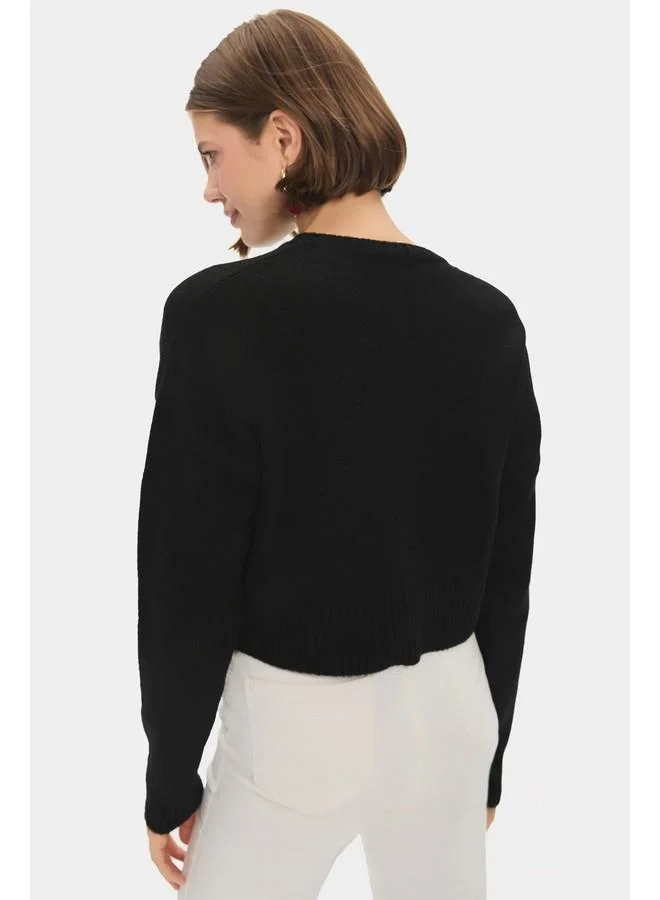 جون June Women Soft Textured Knitwear Cardigan Black